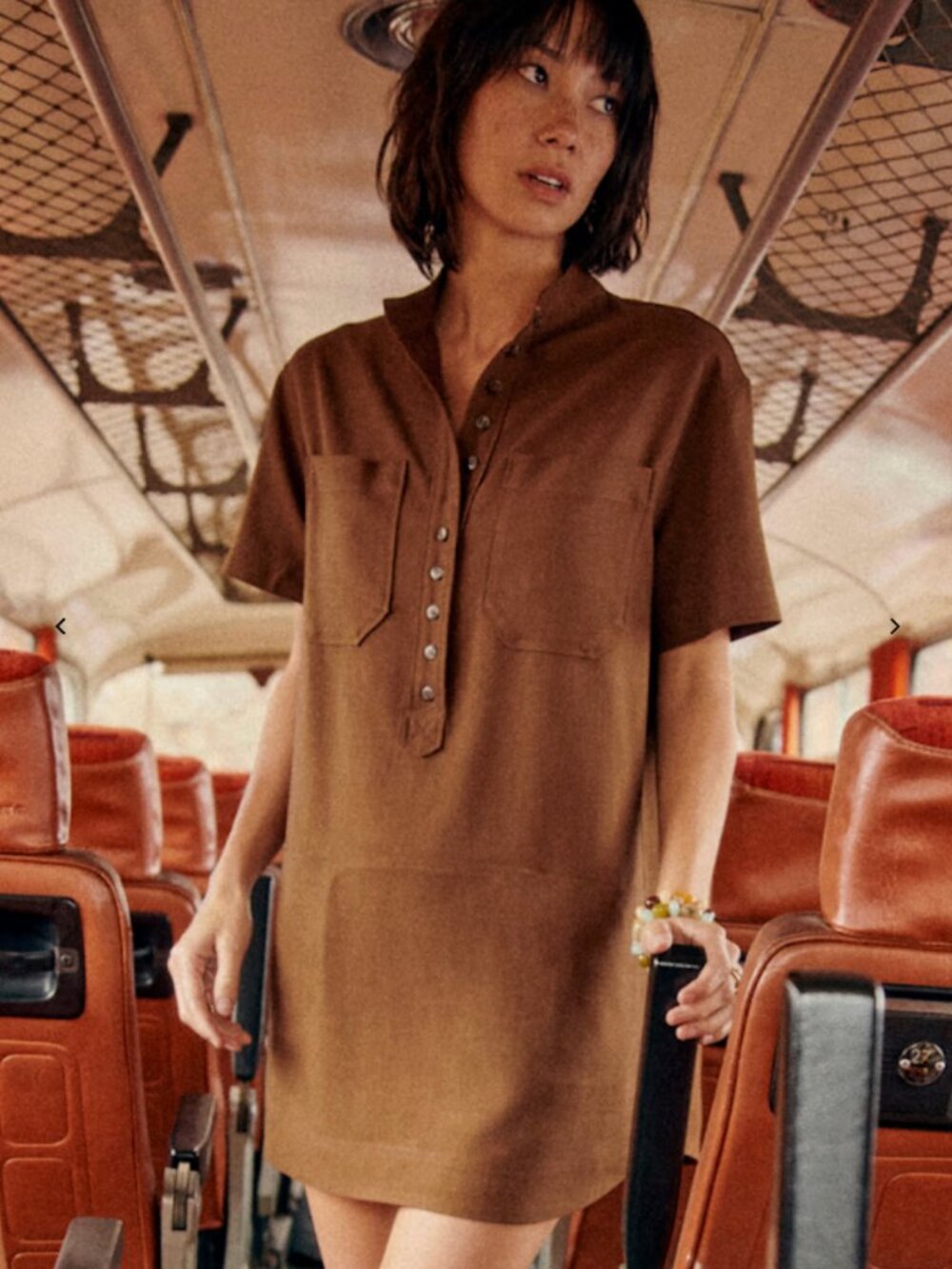 Sézane Sonali Dress, Choco Brown, Size US 6, EU Size 38